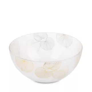 LIMITED COLLECTION Misa BLANCA biało-złota z motywem liści z malowanego szkła artystycznego MAGIA BIELI