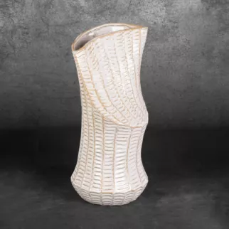 Wazon ceramiczny LIZA z wytłaczanym wzorem o ściętym kształcie