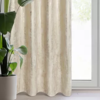 Zasłona jasnobeżowo, złota zdobiona przecieranym wzorem z welwetu 140x250 cm przelotka RENIA