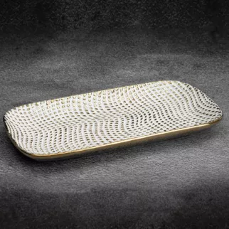 Patera ceramiczna VERDA o prostokątnym kształcie z drobnym wytłaczanym wzorem