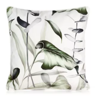 DESIGN 91 welwetowa poszewka ELLEN zdobiona nadrukiem liści monstery