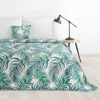 DESIGN 91 Narzuta PALMS 2 z nadrukiem palmowych liści pikowana techniką hot press