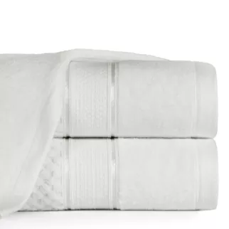 Ręcznik kąpielowy 90x150 cm bawełniany kolor biały z welwetową bordiurą 500 g/m2 JESSI