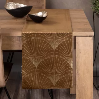 Bieżnik welwetowy BLINK 14 z welwetu z dużym wzorem wachlarzy w stylu art deco