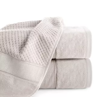 Ręcznik kąpielowy 70x140 cm bawełniany kolor beżowy z welwetową bordiurą 500 g/m2 JESSI