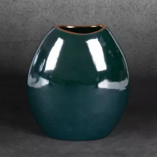 Wazon ceramiczny AMORA 2 o lśniącej powierzchni ze złotym detalem