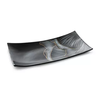 LIMITED COLLECTION Patera dekoracyjna PEONIA  czarno-złota z motywem płatków peoni PASJA CZERNI