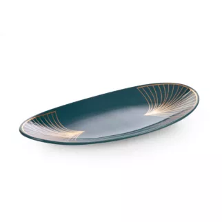 LIMITED COLLECTION Patera dekoracyjna LOTOS turkusowo-złota z motywem art deco HARMONIA TURKUSU