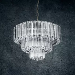 Lampa DANA ze szklanymi zawieszkami, możliwość regulacji wysokości