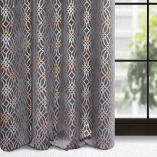 Zasłona stalowo, niebieska z wytłaczanym wzorem, welwetowa 140x250 cm przelotka ARETA