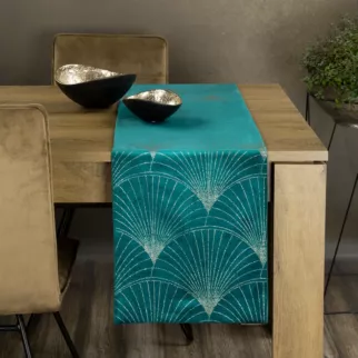 Bieżnik welwetowy BLINK 14 z welwetu z dużym wzorem wachlarzy w stylu art deco