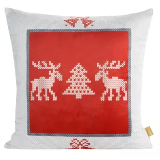 Poszewka świąteczna NOEL z miękkiego welwetu z motywem skandynawskim