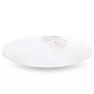 LIMITED COLLECTION Patera dekoracyjna BLANCA  biało-złota z motywem liści z malowanego szkła artystycznego