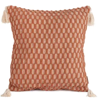 TERRA COLLECTION Poszewka MOROCCO z grubej tkaniny bawełnianej zdobiona chwostami na rogach