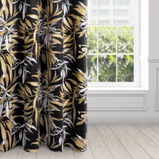 Zasłona czarno, beżowa w stylu botanic z welwetu 140x250 cm przelotka ZOJA Pierre Cardin