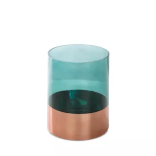 LIMITED COLLECTION Świecznik SALVIA szałwiowo-miedziany z malowanego szkła artystycznego