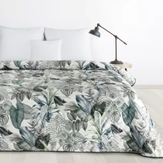DESIGN 91 narzuta DAVOS pikowana metodą hot press z nadrukiem egzotycznych liści