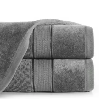Ręcznik kąpielowy 50x90 cm bawełniany kolor stalowy z welwetową bordiurą 500 g/m2 JESSI