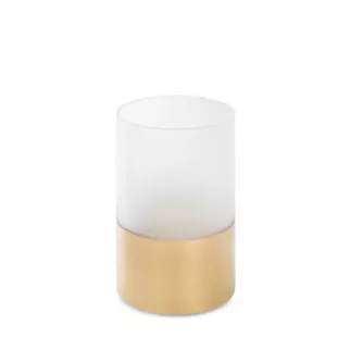 LIMITED COLLECTION Świecznik BLANCA biało-złoty z malowanego szkła artystycznego MAGIA BIELI