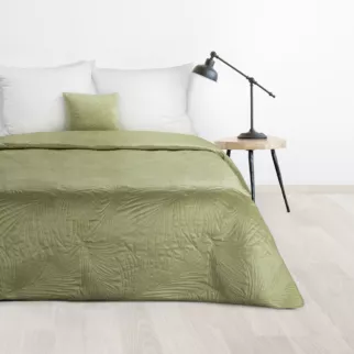 DESIGN 91 Narzuta LUIZ welwetowa pikowana metodą hot press we wzór liści palmy