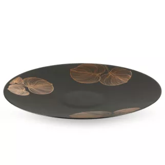 LIMITED COLLECTION Patera dekoracyjna VICTORIA z malowanego szkła artystycznego z motywem złotych liści