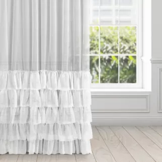 Firana biała z markizety z pięcioma falbanami 140x250 cm taśma CHARLOTTE 2