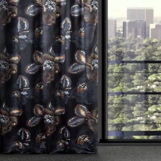 Zasłona czarno, popielata z tkaniny welwetowej 140x270 cm taśma PEONIA 2 Limited Collection
