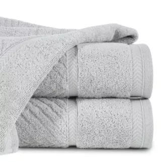 Ręcznik kąpielowy 50x90 cm bawełniany kolor srebrny ze wzorem zygzaka 500 g/m2 KALIA Reina Line
