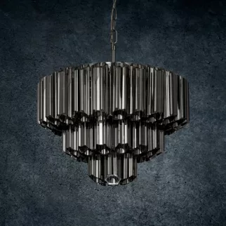 Lampa DANA ze szklanymi zawieszkami z dymionego szkła, możliwość regulacji wysokości