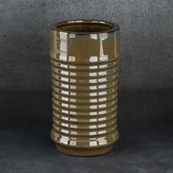 Wazon ceramiczny SAMI minimalistyczny, o kształcie walca ze żłobieniami
