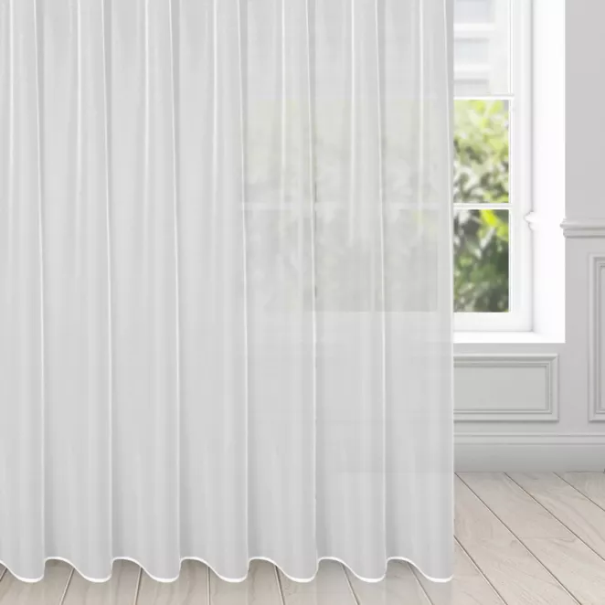 Firana z gładkiej błyszczącej mikrosiateczki 400x300 cm taśma imitująca flex TONIA