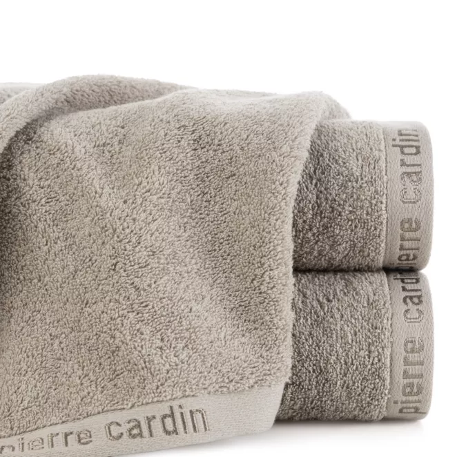 Ręcznik kąpielowy 70x140 cm bawełniany kolor ciemnobeżowy z żakardową bordiurą 430 g/m2 EVI Pierre Cardin