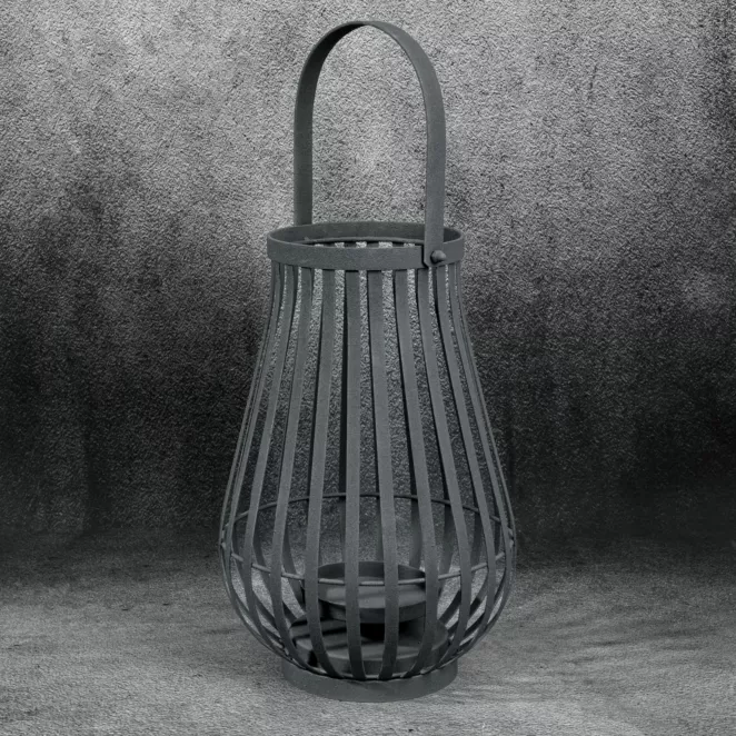 Lampion dekoracyjny LENA grafitowy z metalu