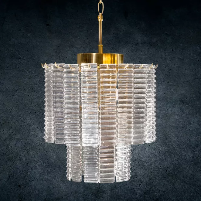 Lampa DALIA z prostokątnymi szklanymi zawieszkami