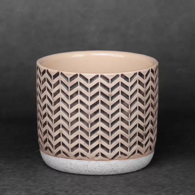 Donica ceramiczna KERI z geometrycznym wzorem