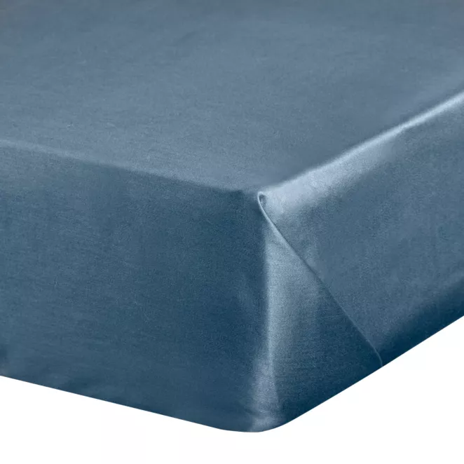 Prześcieradło bez gumki 160x210 cm z satyny bawełnianej kolor ciemnoniebieski 125 g/m2 DINA Diva Line