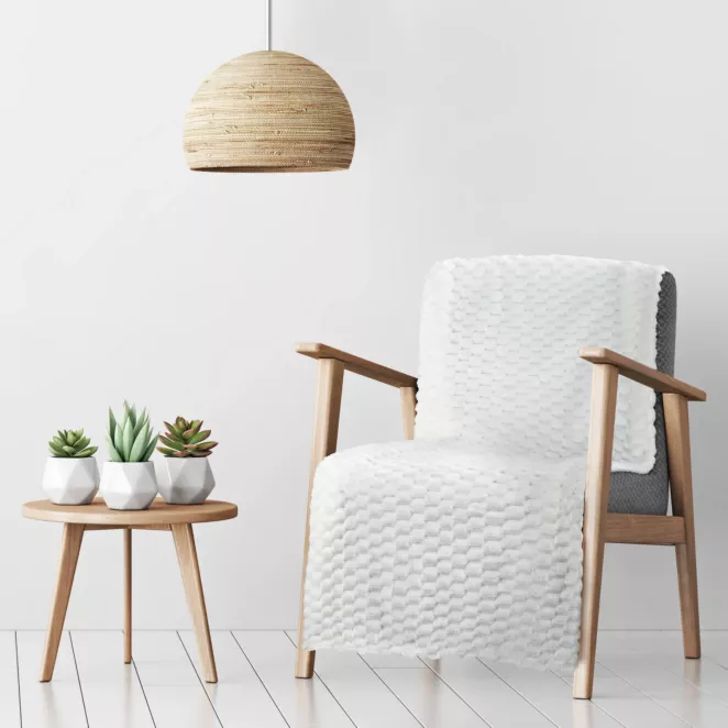 DESIGN 91 Koc-narzuta na fotel CINDY 6 miękki i miły w dotyku z wytłaczanym wzorem 3D