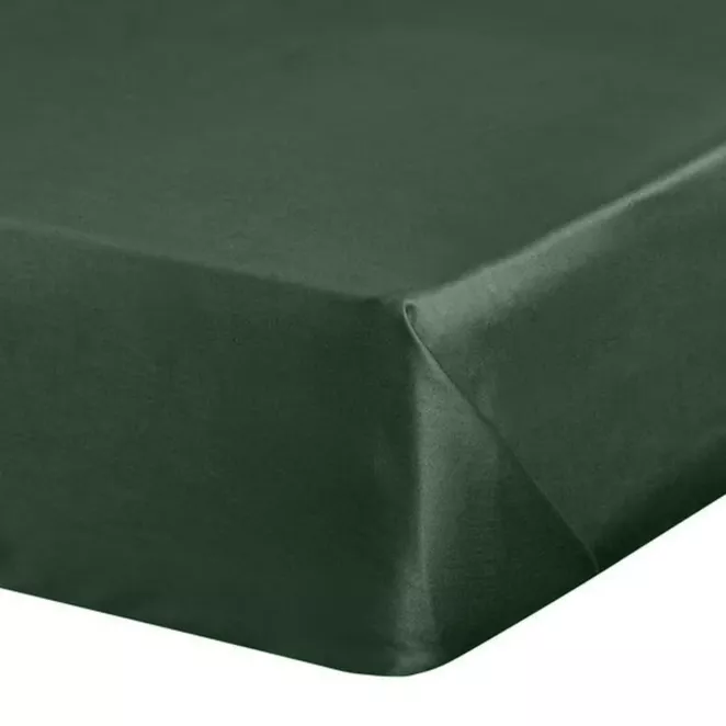 Prześcieradło gładkie bez gumki 220x210 cm z satyny bawełnianej kolor ciemnozielony 125 g/m2 NOVA