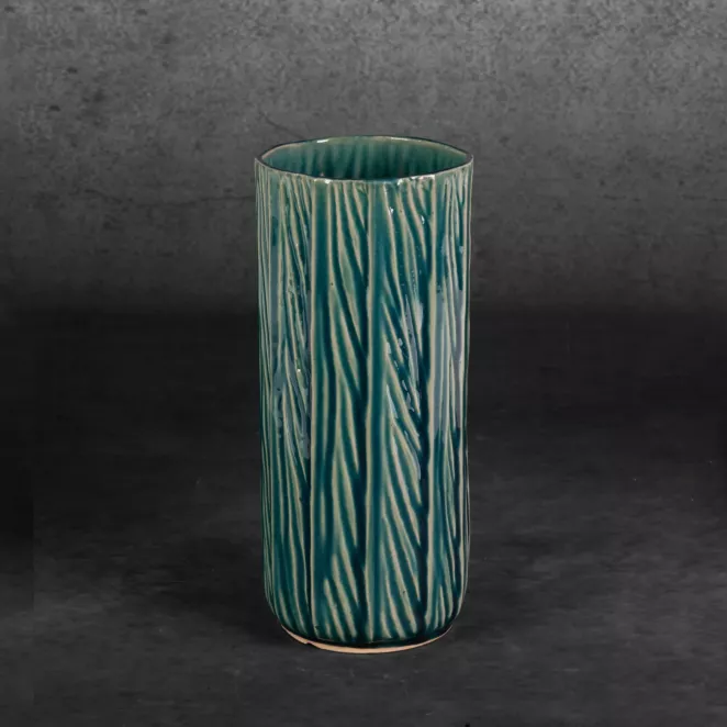 Wazon ceramiczny REA w stylu boho w prążki