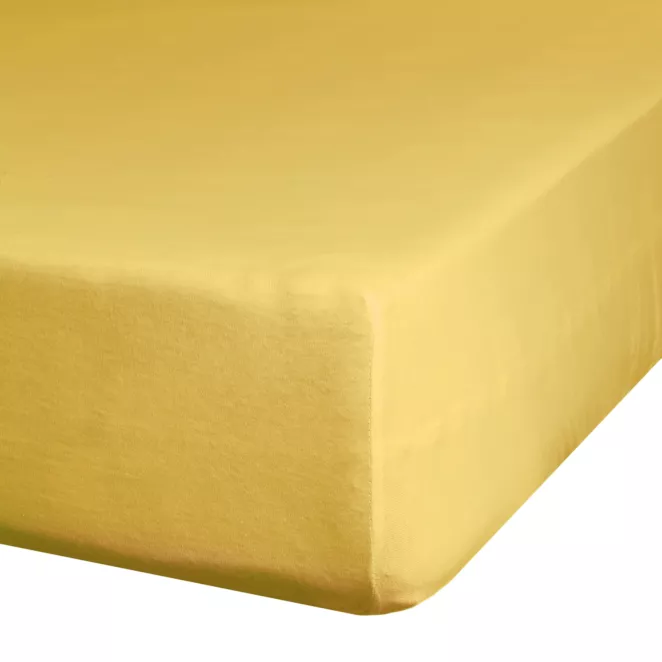 Prześcieradło jersey z gumką 240x220 cm z bawełny kolor musztardowy 125 g/m2 Design 91