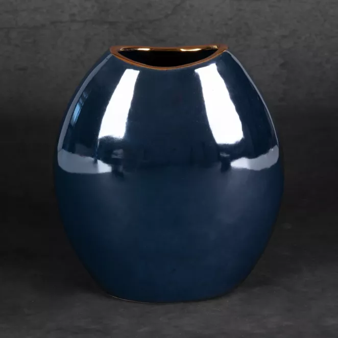 Wazon ceramiczny AMORA 1 o lśniącej powierzchni ze złotym detalem