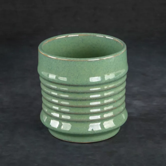 Donica ceramiczna SAMI minimalistyczna, o kształcie walca ze żłobieniami