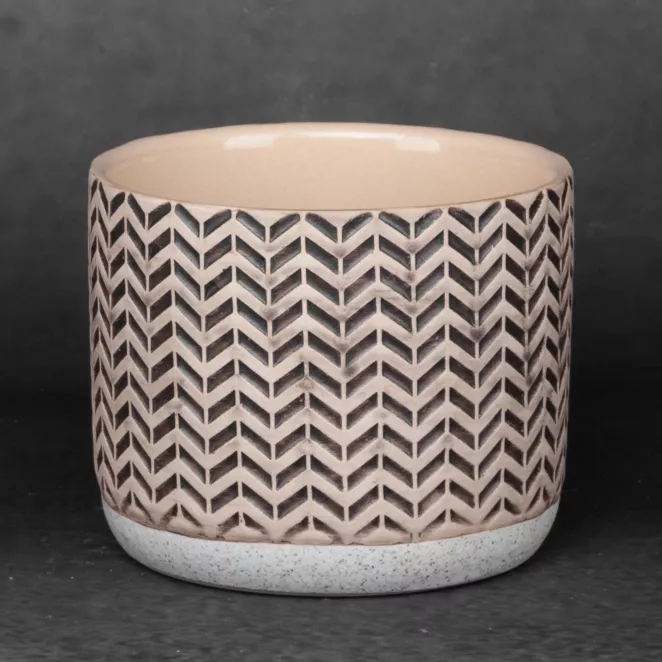 Donica ceramiczna KERI z geometrycznym wzorem