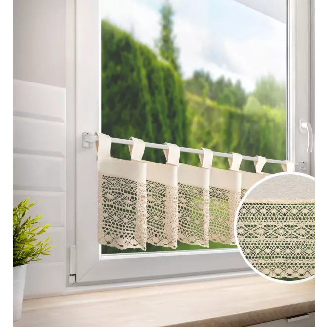 Zazdrostka jasnobeżowa z bawełny zdobiona ażurowym wzorem 150x35 cm szelki  MADDELINE