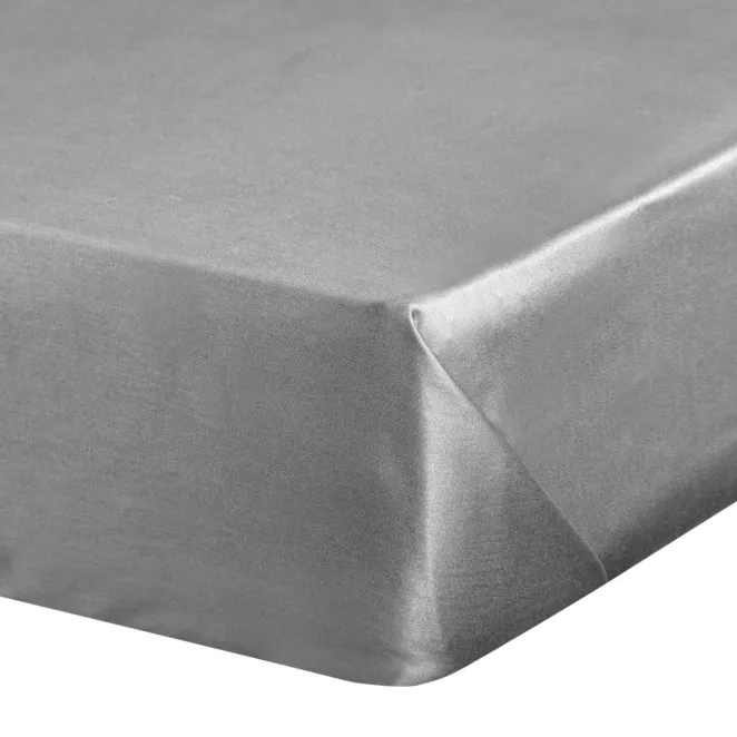 Prześcieradło gładkie bez gumki 180x210 cm z satyny bawełnianej kolor stalowy 125 g/m2 NOVA