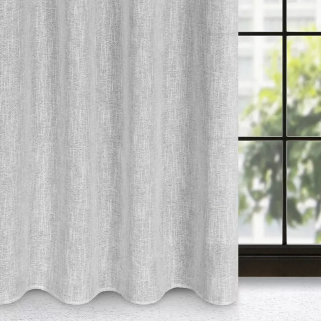 Zasłona popielato, srebrna z widocznym splotem 140x250 cm przelotka AGNES