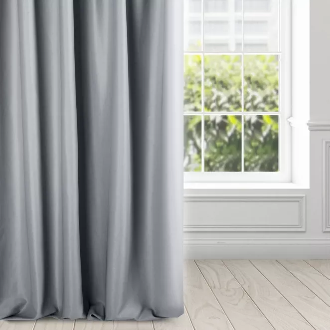 Zasłona srebrna z błyszczącym splotem 140x250 cm przelotka ESSME