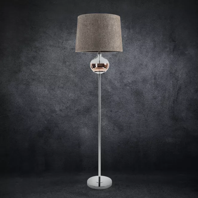 Lampa stojąca AMORA z matowym abażurem o widocznym splocie