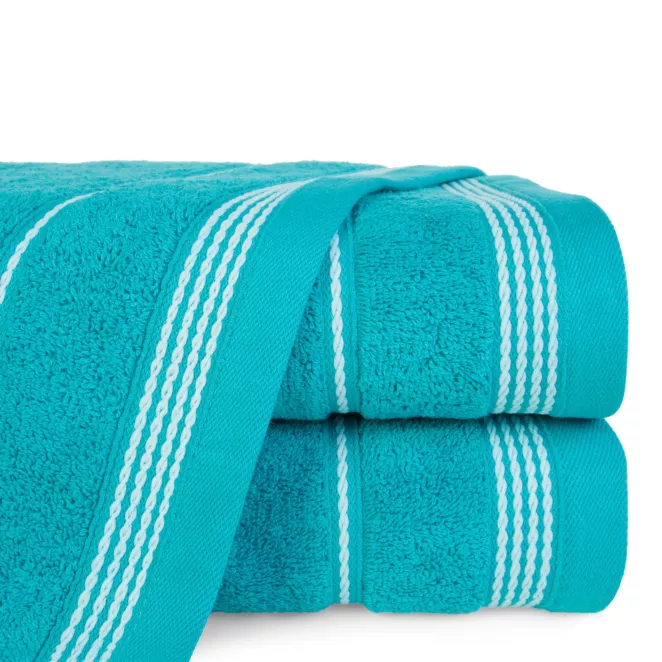 Ręcznik kąpielowy 50x90 cm bawełniany kolor turkusowy ze stębnowaną bordiurą 500 g/m2 MIRA