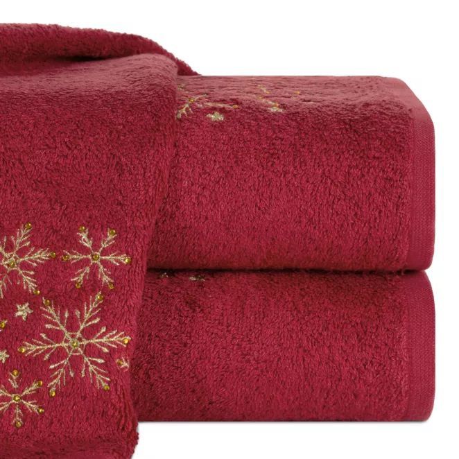 Ręcznik kąpielowy świąteczny 50X90 cm bawełniany kolor czerwony 450 g/m2 SANTA